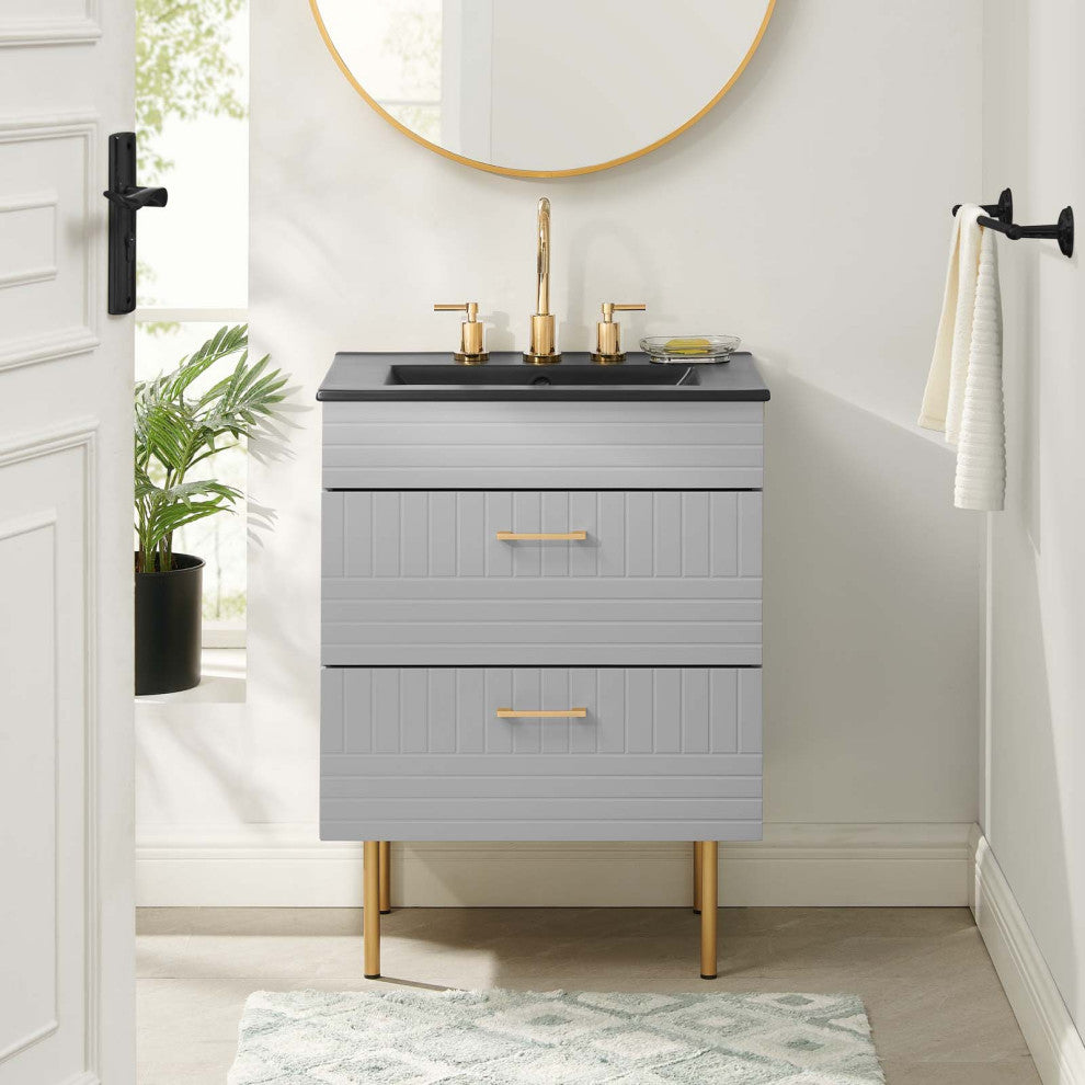 Daybreak 24" Bathroom Vanity, Light Gray Black
