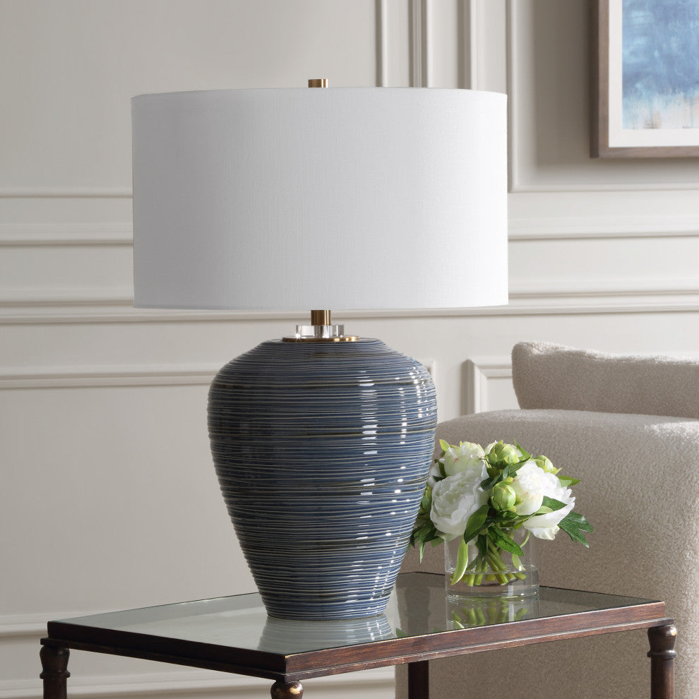 Uttermost Moher Glossy Blue Table Lamp