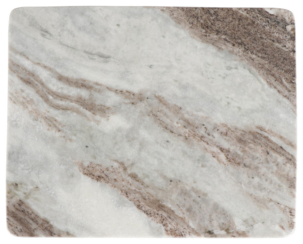 Marbelle I-Beam Marble Side Table, Toronto Sand/Antique Nickel Finish