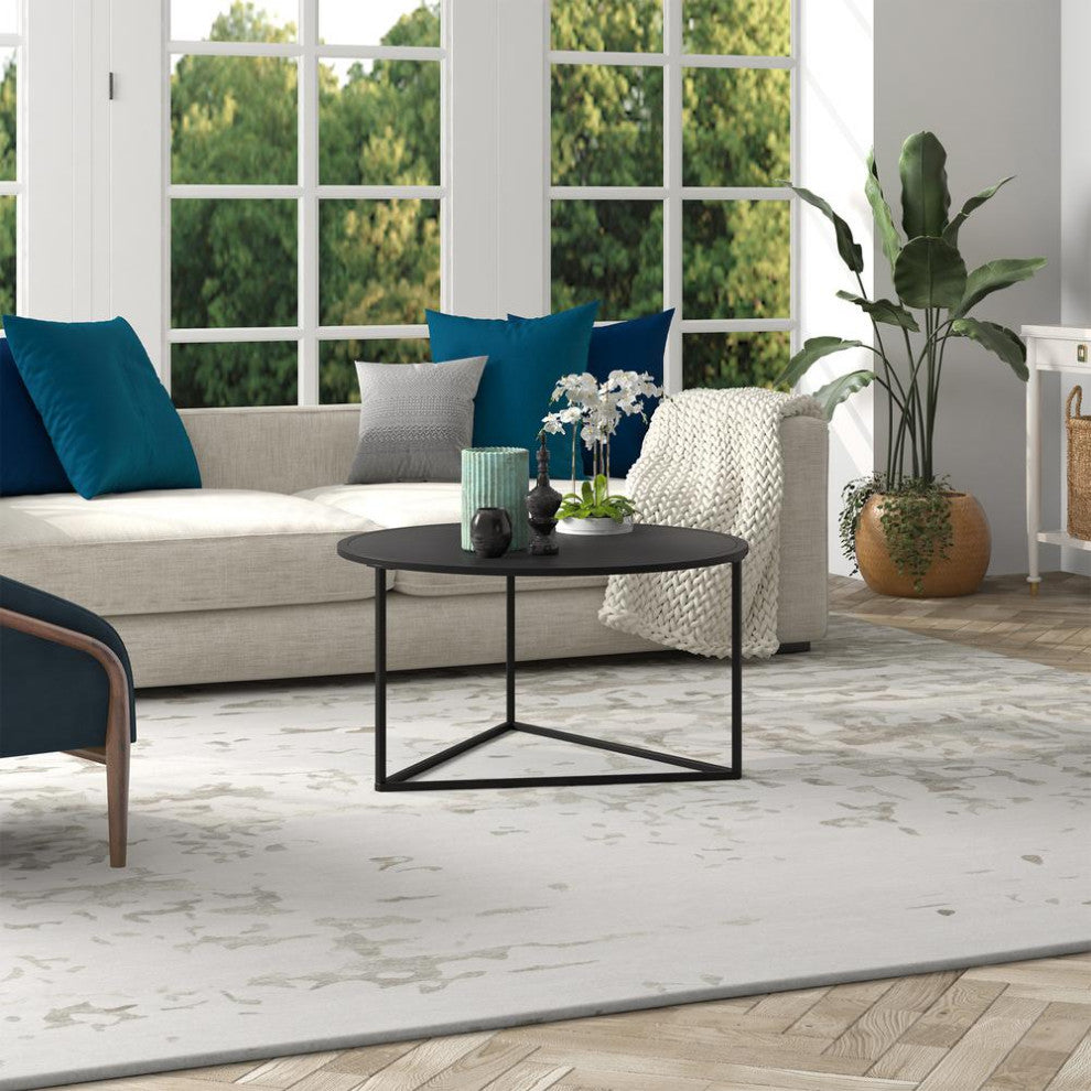 Jenson 33'' Wide Round Coffee Table with Metal Top in Blackened Bronze