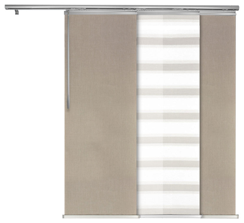 Blanched White-Alabaster Panel Track Room Divider Vertical Blinds 94"Hx36-66"W