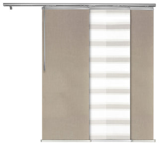 Blanched White-Alabaster Panel Track Room Divider Vertical Blinds 94"Hx36-66"W