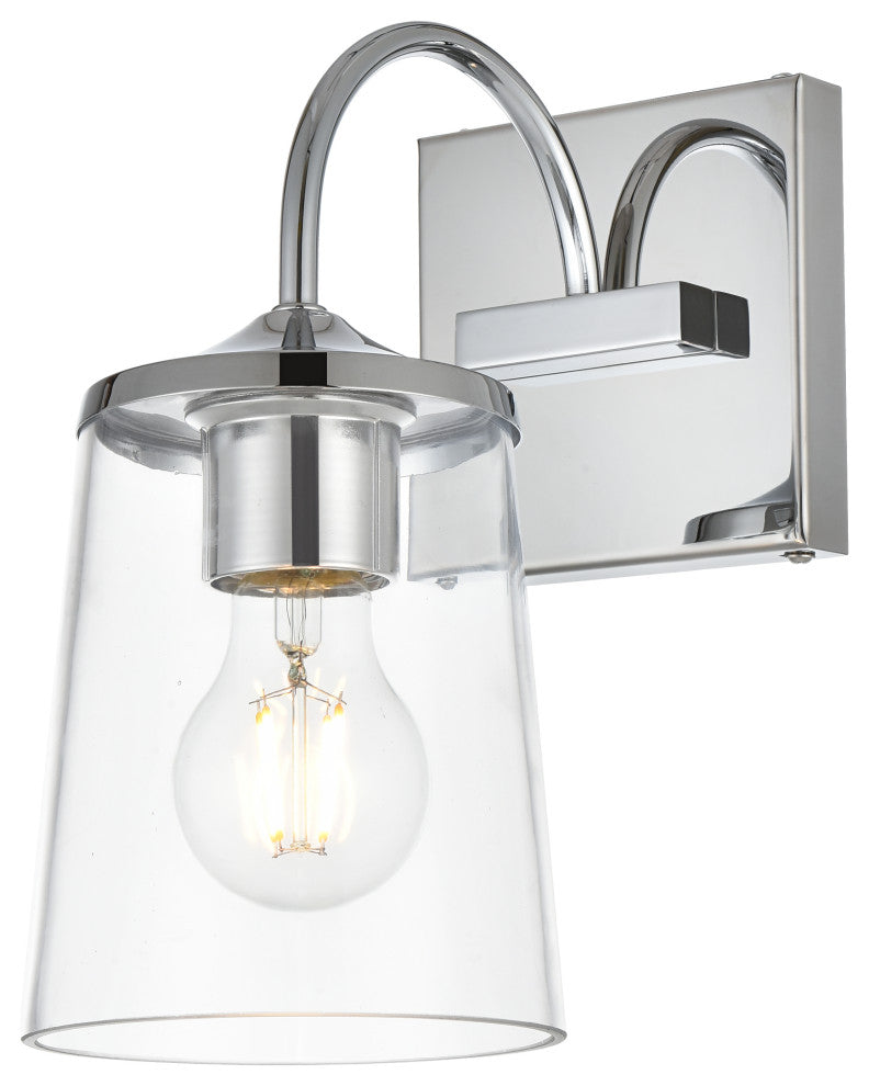 1 Light Chrome And Clear Bath Sconce