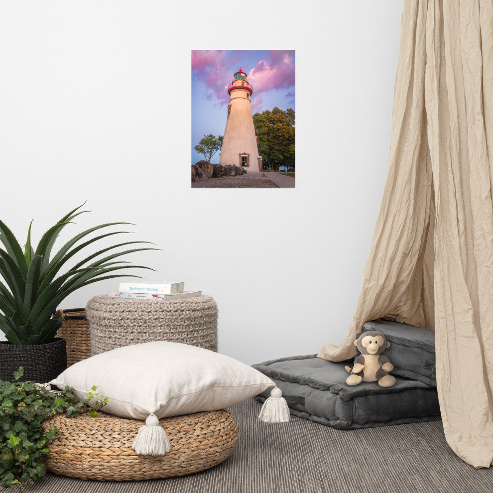 Marblehead Lighthouse at Sunset Coastal Landscape Unframed Wall Art Prints, 18" X 24"