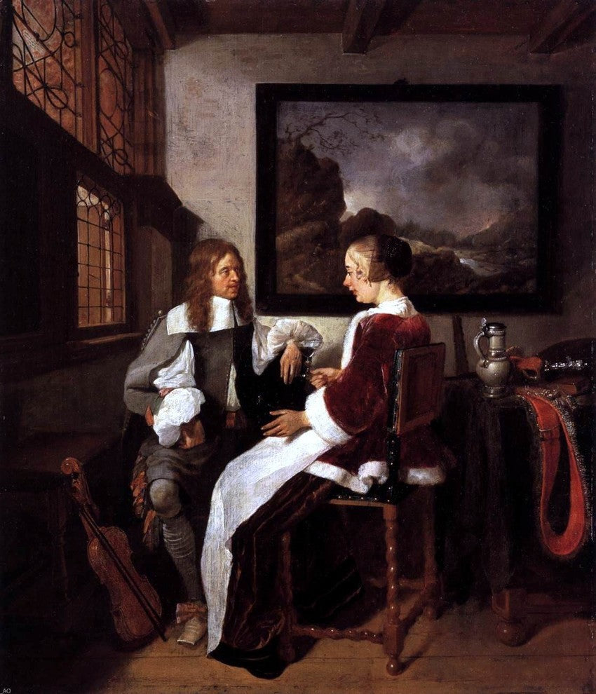 Quiringh Van Brekelenkam Gallant Conversation, 20"x25" Wall Decal