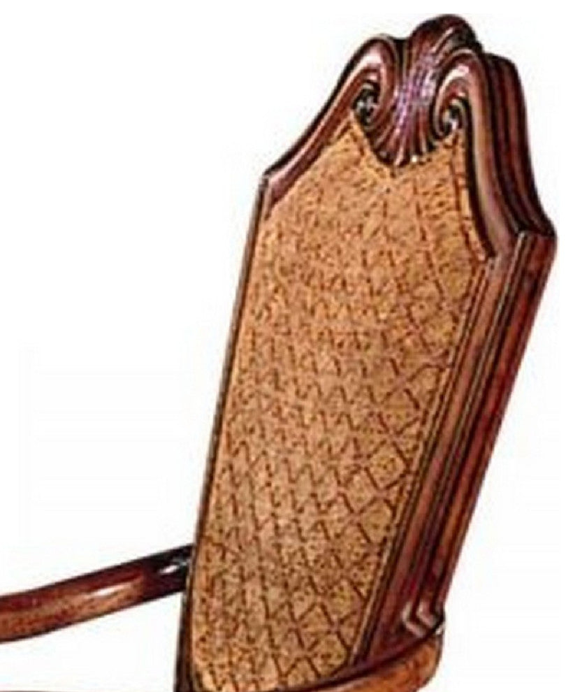 Benzara BM266509 Arm Chair With Fabric Seat and Crown Top, Set of 2, Brown