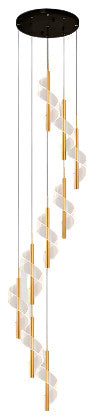 Bonassola | Exceptional Long Spiral LED Pendant Chandelier, Gold, 9pcs