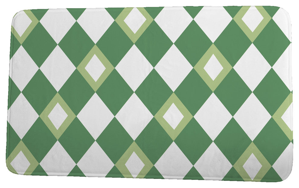 Palm Beach Harlequin Geometric Print Bath Mat, Green, 21"x34"