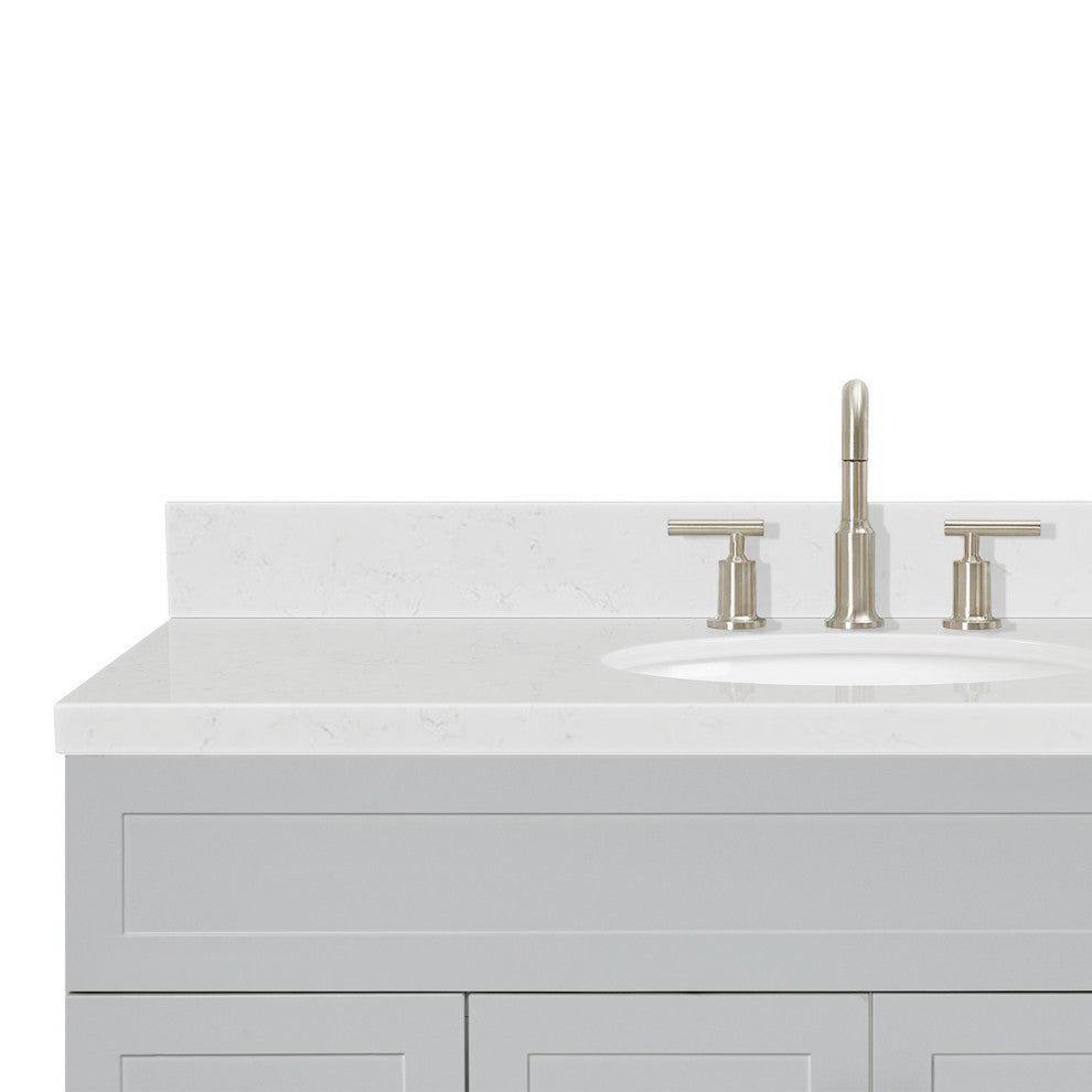 Ariel Hamlet 54" Single Oval Sink Bathroom Vanity, Carrara Quartz