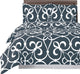 Floral Victoria 100% Cotton Duvet Cover Set, Gray and White, King/Cal King