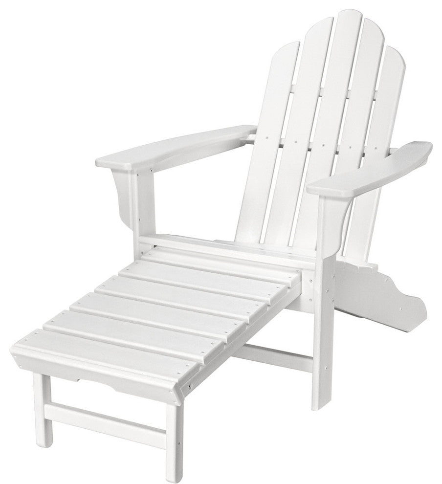 All-Weather Contoured Adirondack Chair, Hideaway Ottoman- White