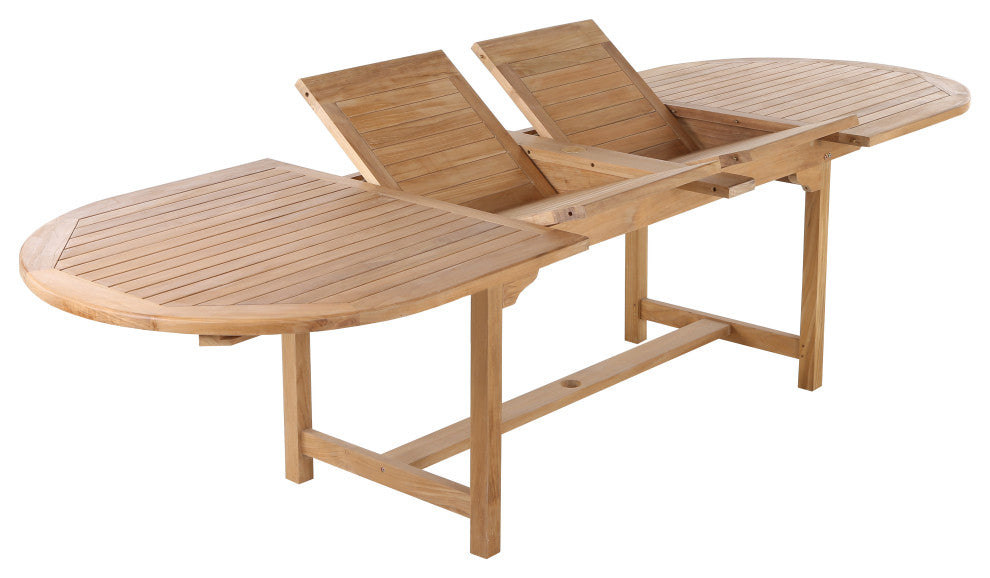 Nordic Style Natural Premium Grade Teak Adjustable Dining Table, 79"-118"