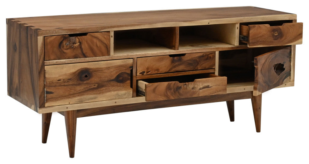Madrid Live Edge Suar Wood Media Center/Buffet With cabinet 2 Doors/4 Drawers