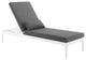 Modway Perspective Aluminum Patio Chaise Lounge in White and Charcoal