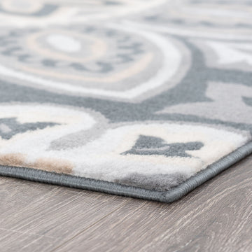 Piper Transitional Floral Dark Gray Scatter Mat Rug, 2''x3''