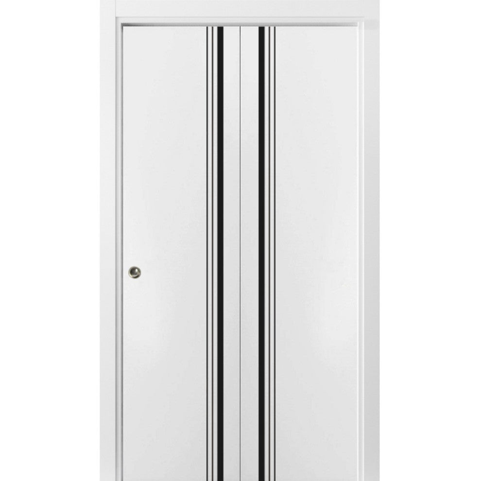 Bi-fold Doors 64 x 84 | Planum 0011 White Silk with  | Sturdy Tracks