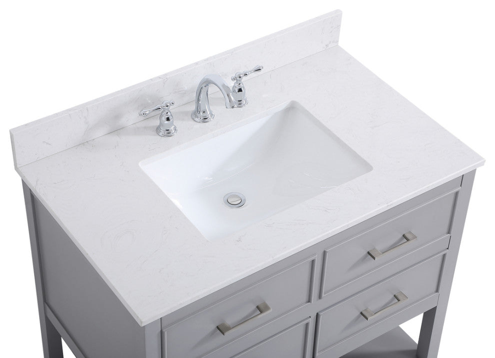 Skylar 36" Single Bathroom Vanity, Gray, With Backsplash
