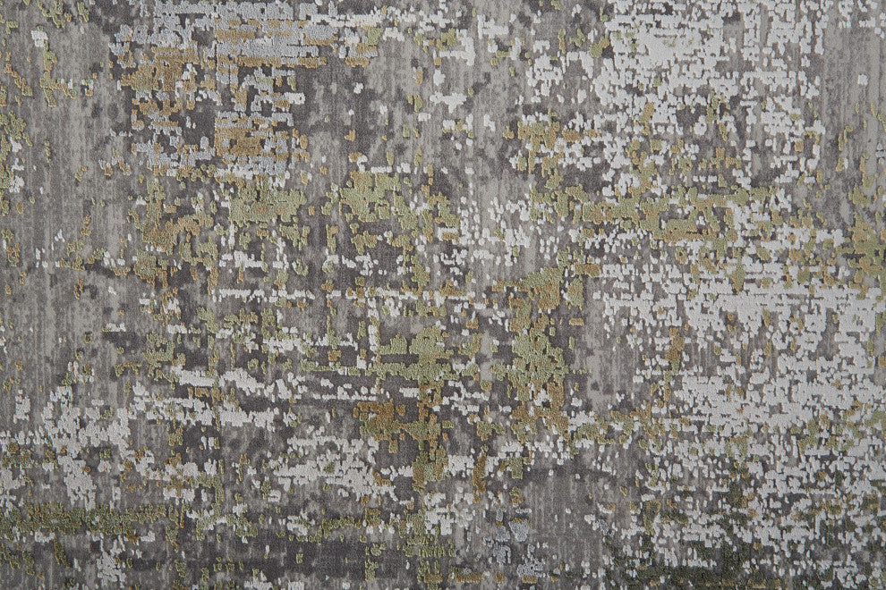 Weave & Wander Lindstra Rug, Olive Gray/Jade Green, 2ft-2in x 3ft-2in