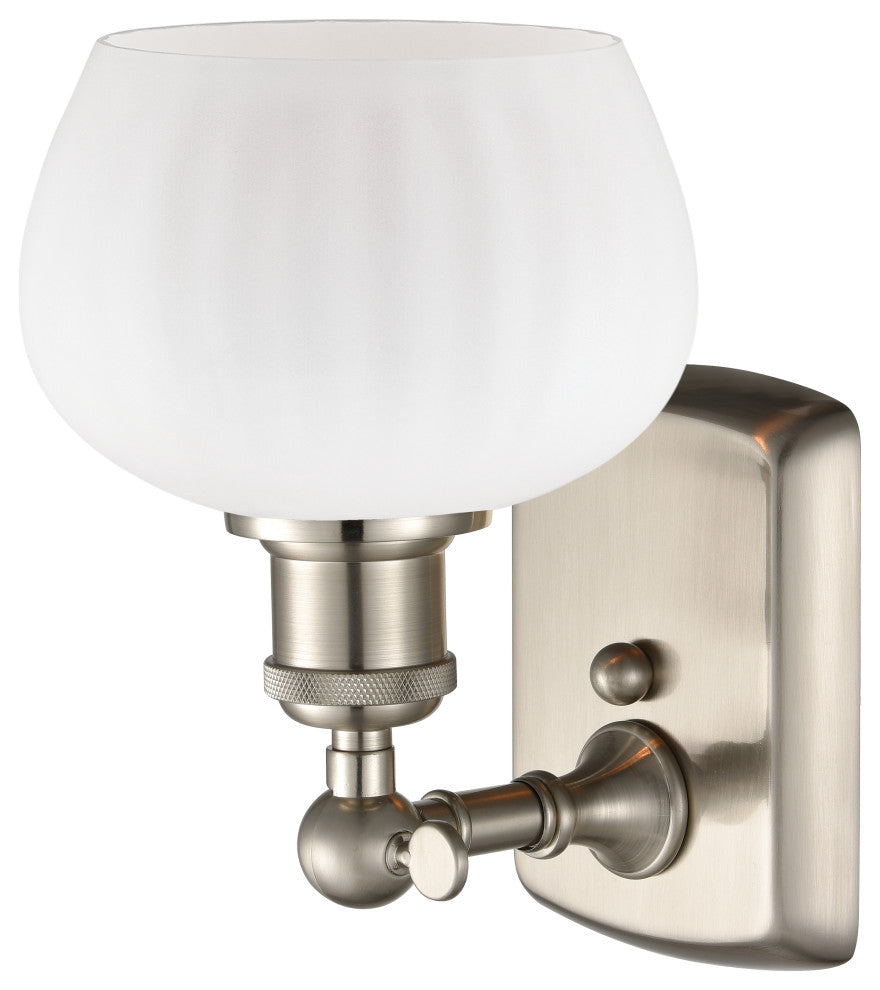 Fenton 1-Light Sconce, Brushed Satin Nickel, Matte White