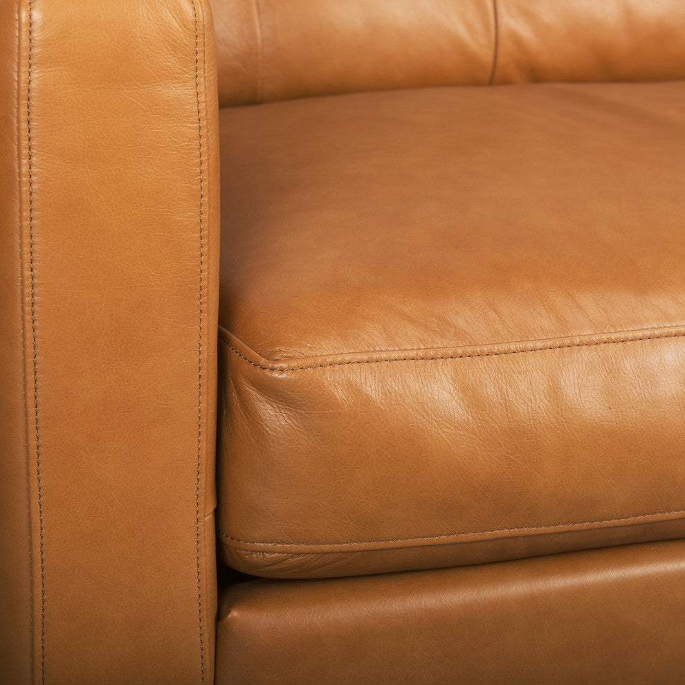 Olaf 88.2Lx37.8Wx35H Tan Leather Sofa