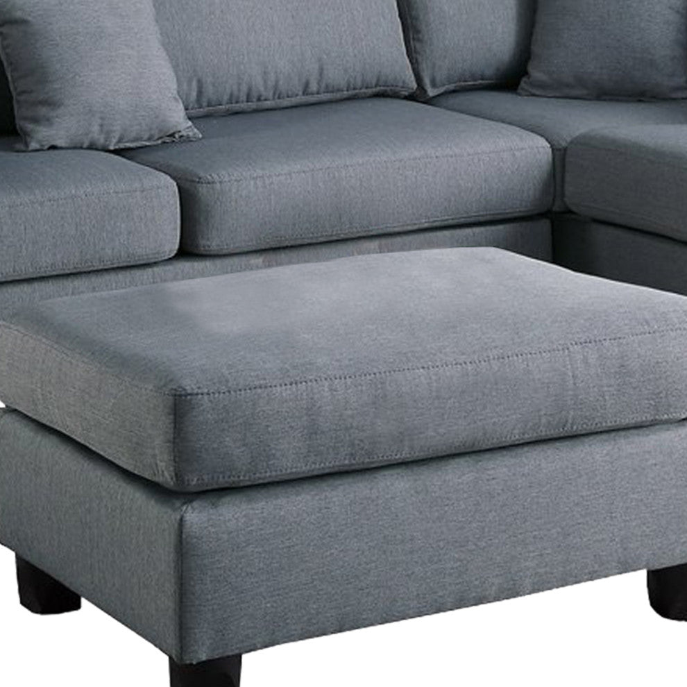 Benzara BM168775 Linen Fabric 3 Pieces Sectional, Gray