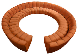 Infinity Channel Tufted Velvet Modular Chair, Cognac, 12 Piece