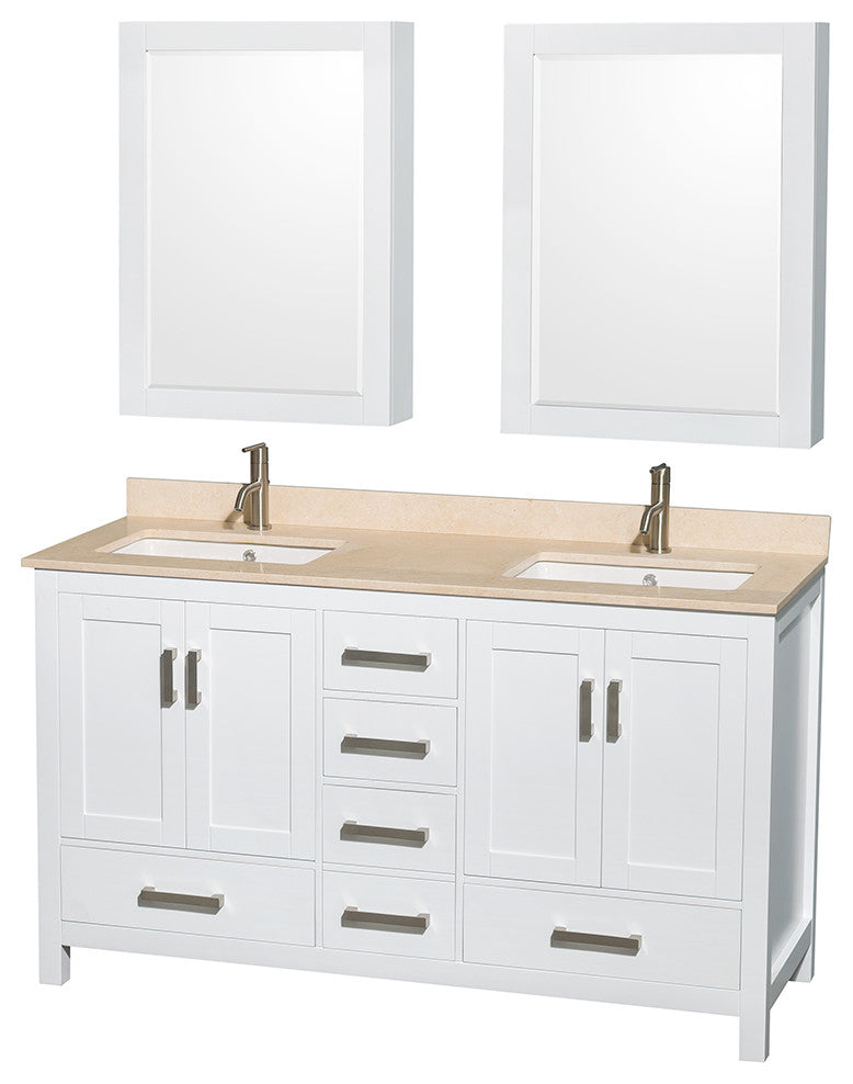 Wyndham WCS141460DWHIVUNSMED 60 In. Double Bathroom Vanity in White