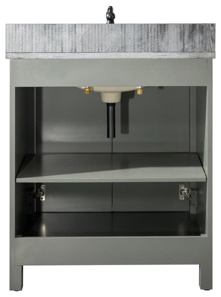 30" Single Sink Vanity Cabinet, Pewter Green