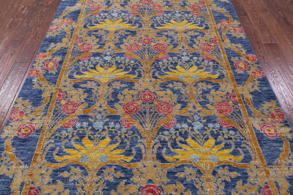 Hand-Knotted William Morris Wool Rug 6' 3" X 9' 4" - Q13357