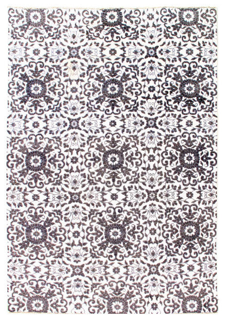 Fine Hand Knotted Silk and Wool Modern Rug 6'x9'