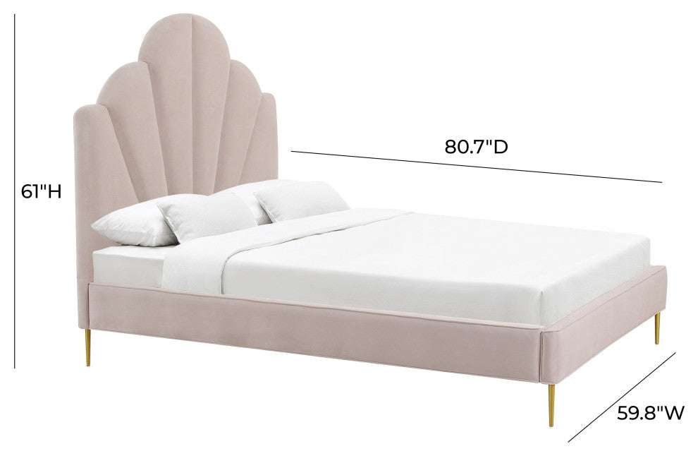 Bianca Blush Velvet Bed in Full
