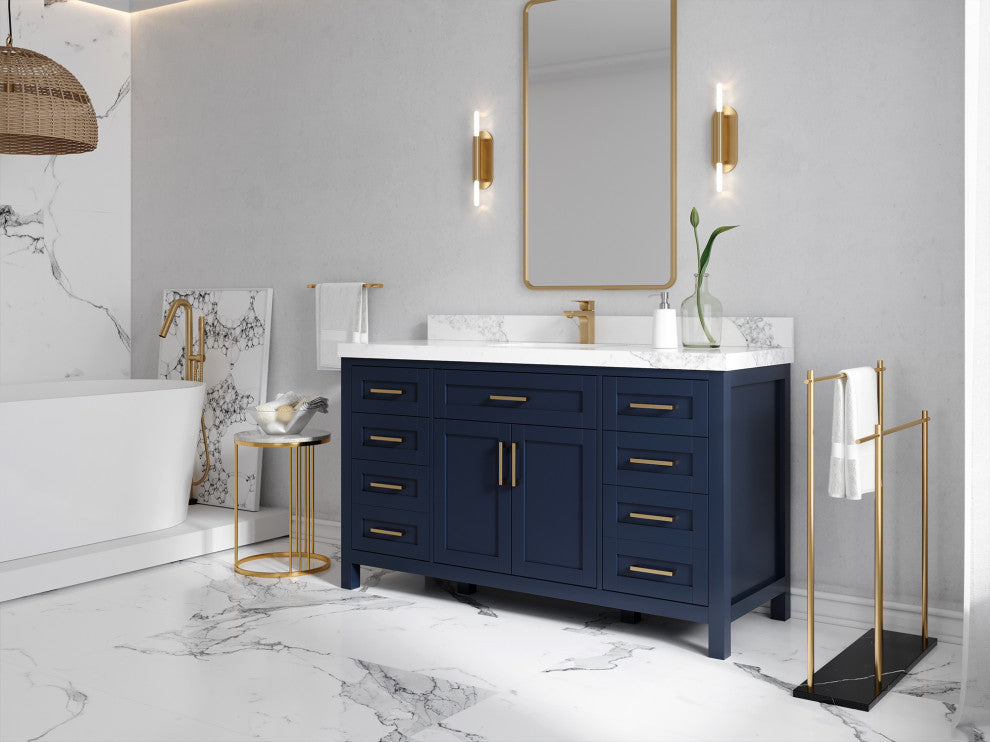 Cambridge 60 Single Bathroom Vanity in Hale Navy Blue 1.5" Empira Quartz