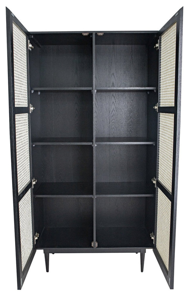 Cane Bookcase With Full Doors