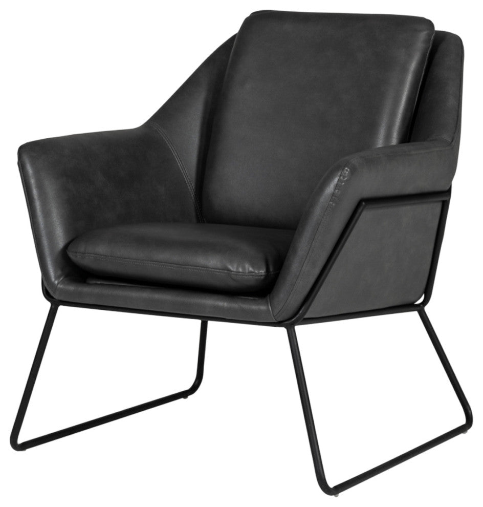 Modrest Jennifer Industrial Dark Grey Eco-Leather Accent Chair