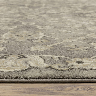Fleming Distressed Floral Panel Grey and Beige Area Rug, 7'10"x10'10"