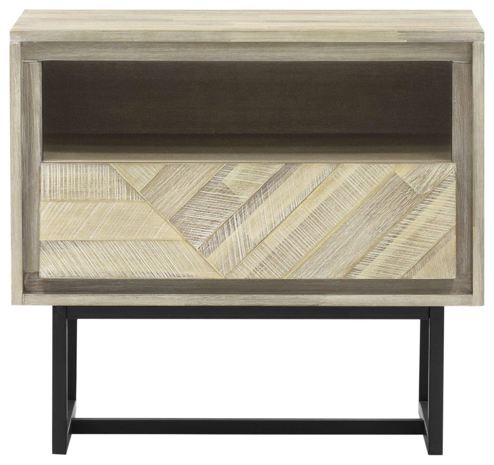 Peridot 1 Drawer Nightstand, Natural Acacia Wood