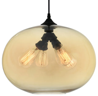 Glass Light Down Mini Pendant, Transparent Amber, 16 Inches