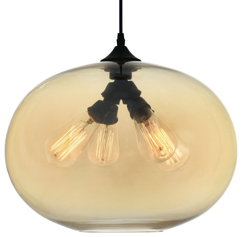 Glass Light Down Mini Pendant, Transparent Amber, 16 Inches