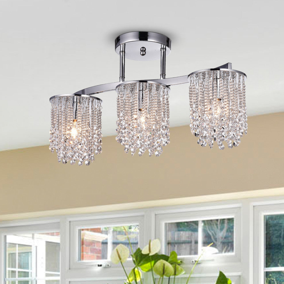 Thorens 3 Light Cluster Cylinder Semi Flush Mount, Chrome