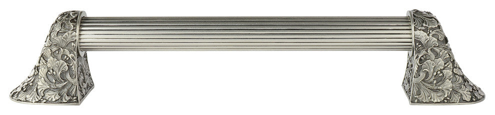 Florid Leaves Appliance Pull, Antique Pewter, 14", Fluted