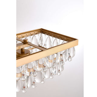 Bonnie Brushed Brass 6-light Crystal Teardrop Rectangle Chandelier