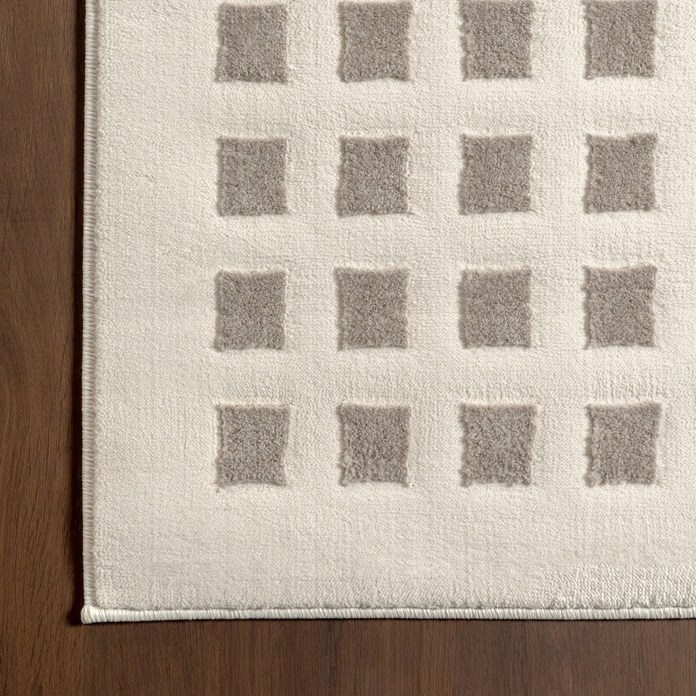 Nuloom Daleyza Checkered Washable Rug, Cream 6' Round