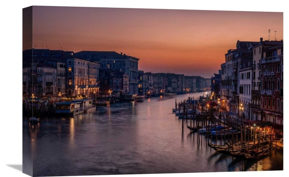 "Venice Grand Canal At Sunset" Stretched Canvas Giclee by Karen Deakin, 22x15"
