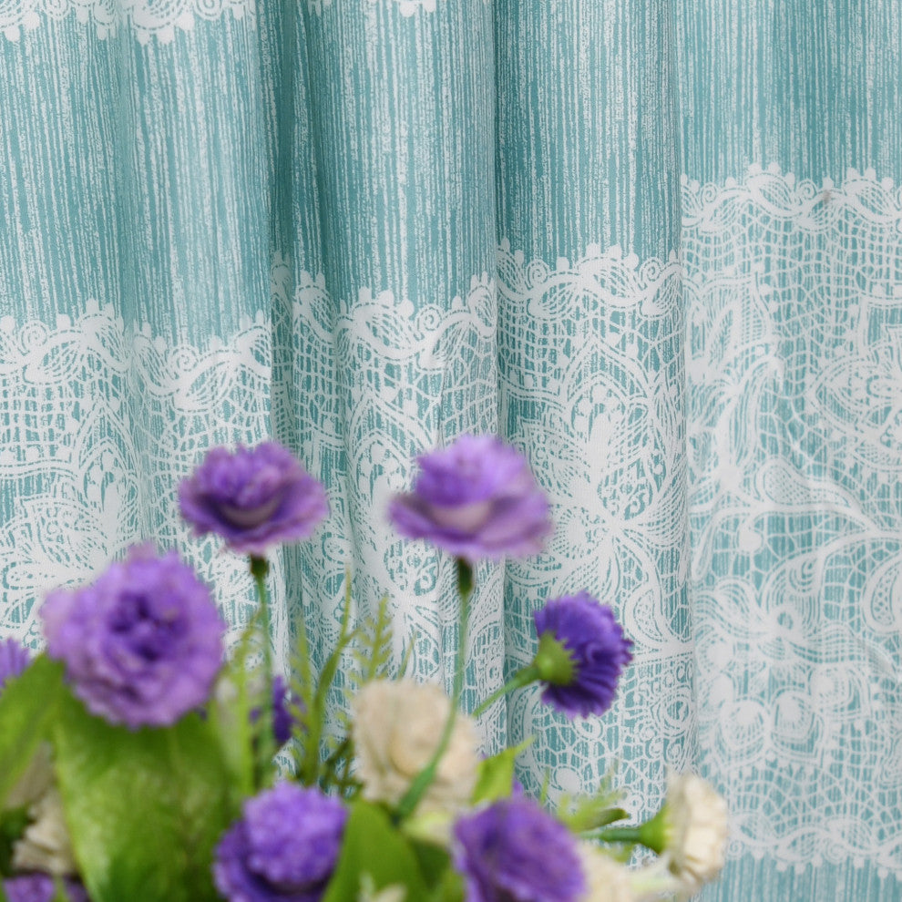 Printed Microfiber 2 Piece Curtain Set, Teal, 60" X 96"