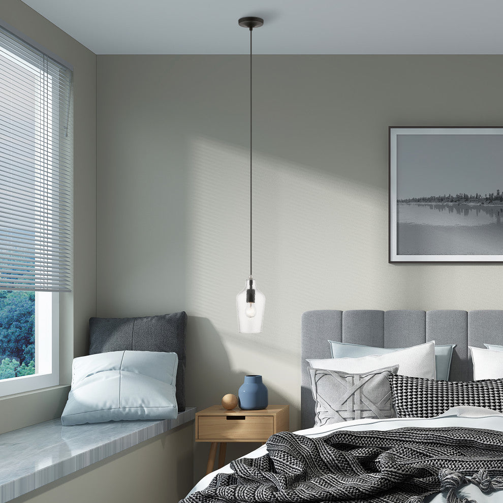 Avery 1 Light Black With Brushed Nickel Accent Mini Pendant