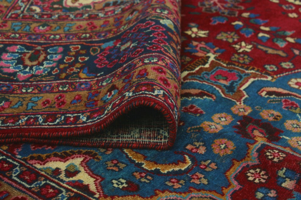Fine Vintage Distressed Eliana Red/Navy Rug, 9'7x12'9
