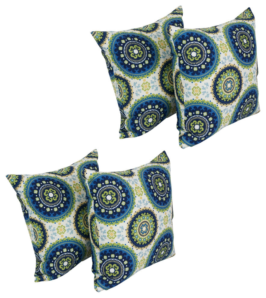 17" Square Polyester Outdoor Throw Pillows, Set of 4, Bindis Summer