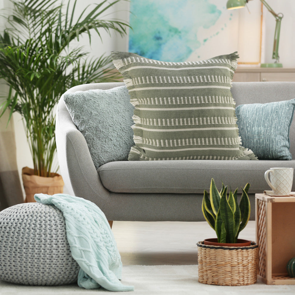 Dash Geometric Indoor Outdoor Throw Pillow, Green/White