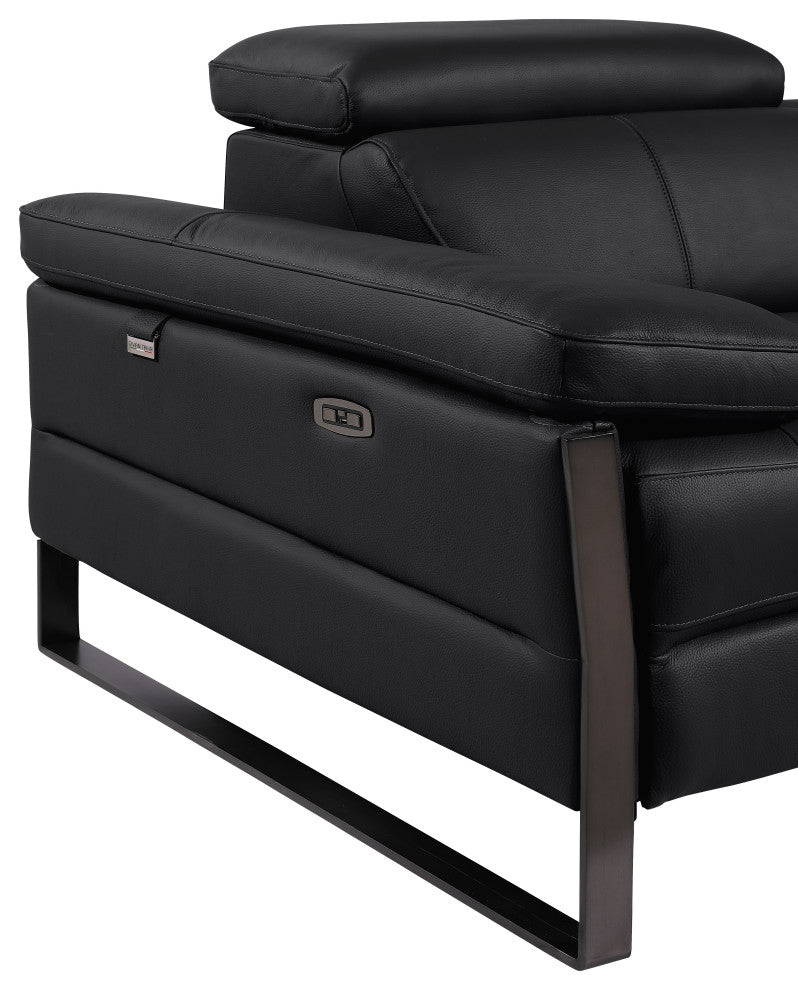 Antonio Italian Leather 5-Piece L-Shaped Power Reclining Sectional, Black