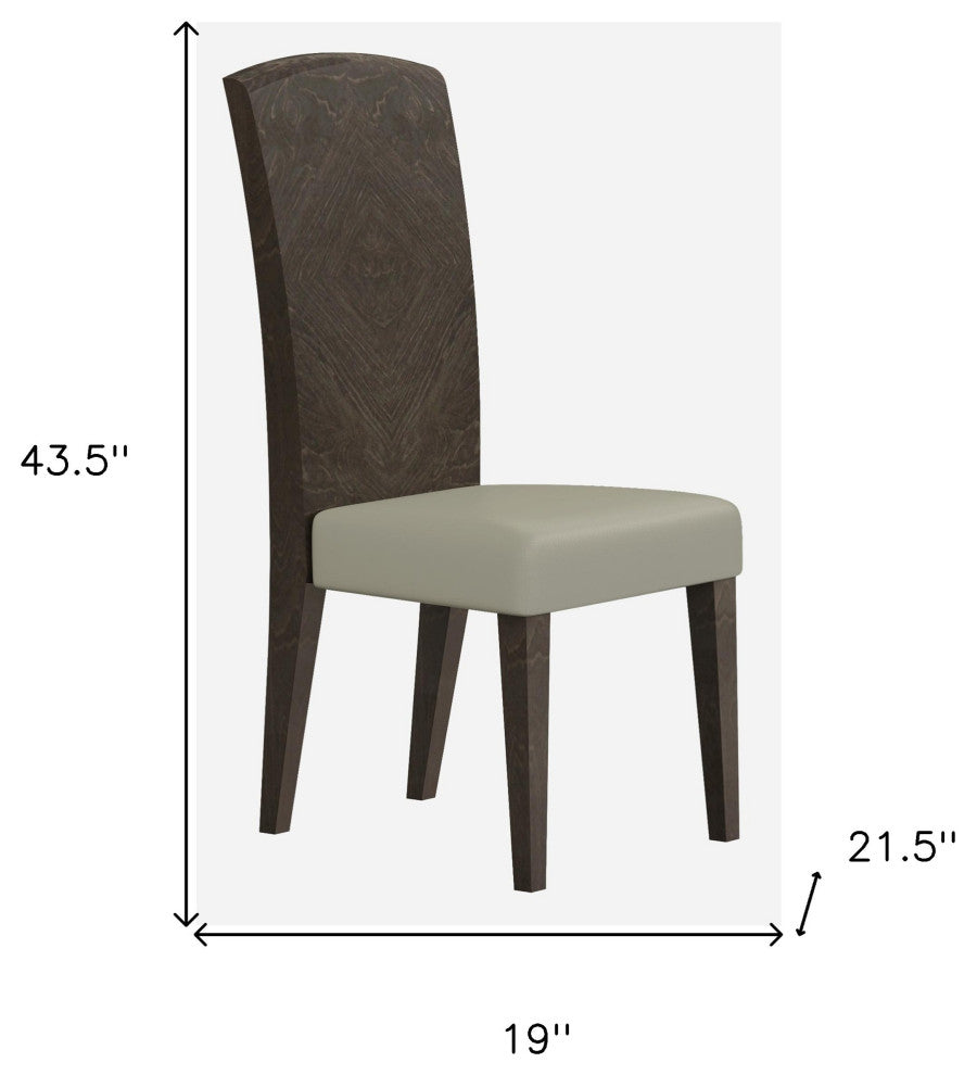 Set of Two Gray And Espresso Upholstered Dining Side Chairs